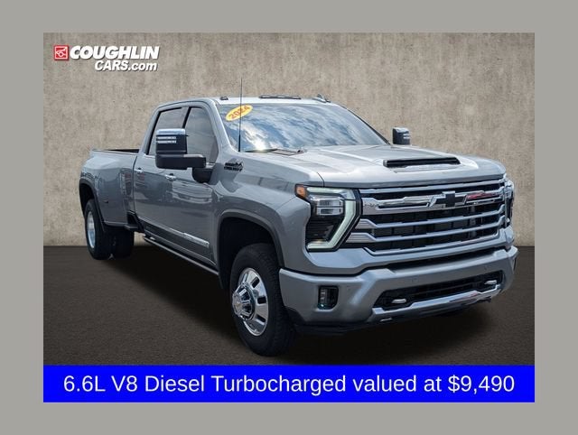 2024 Chevrolet Silverado 3500 HD High Country DRW in Sterling Gray Metallic — front three-quarter view