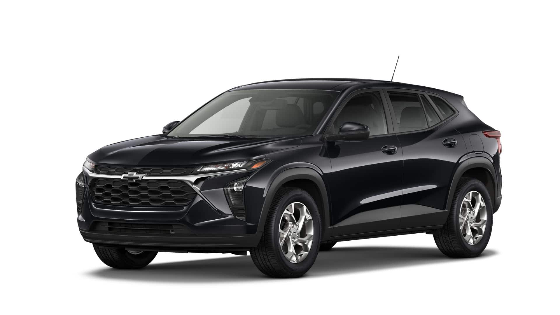 2026 Chevrolet Trax LS in Mosaic Black Metallic — front three-quarter view